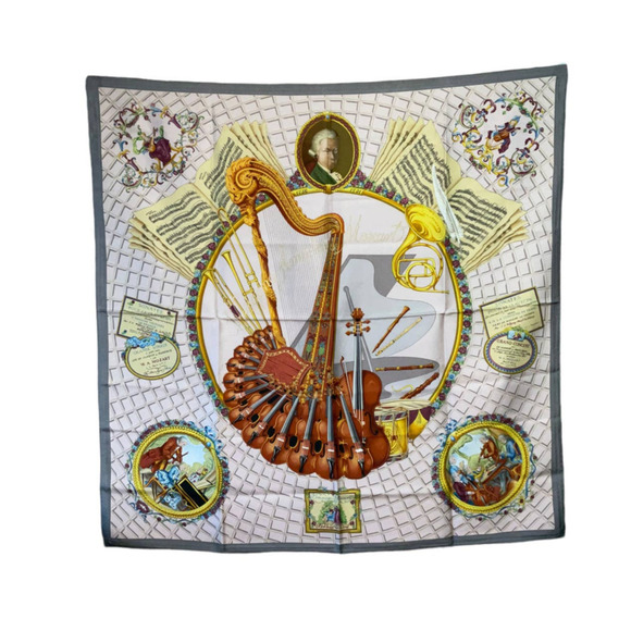 HERMES Hermès Silk Scarf  Hommage a Mozart Hermes Silk Scarf - Picture 1 of 16